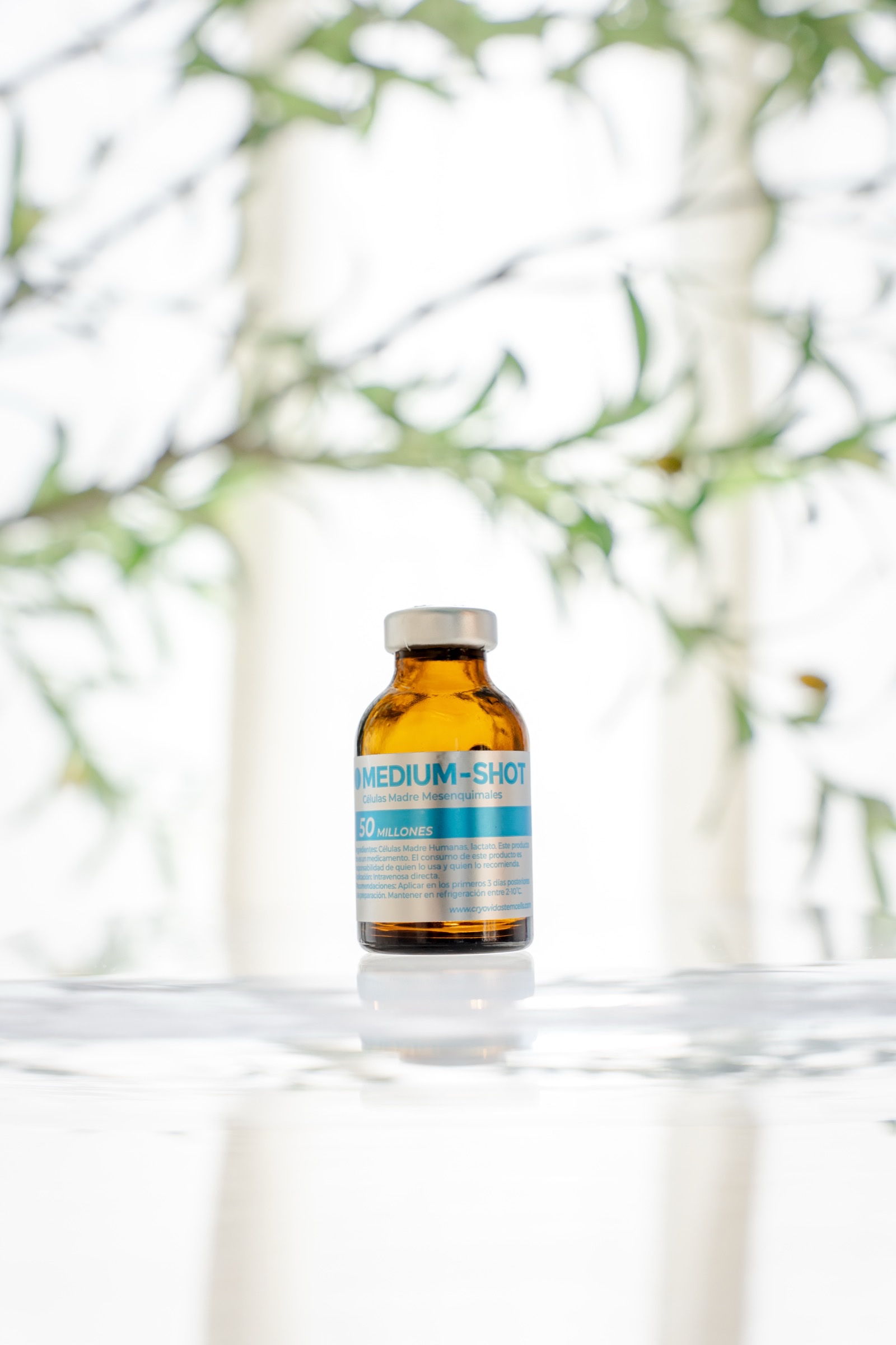 Mesenchymal stem cell vial at the Regeneris Therapy clinic in Cancún