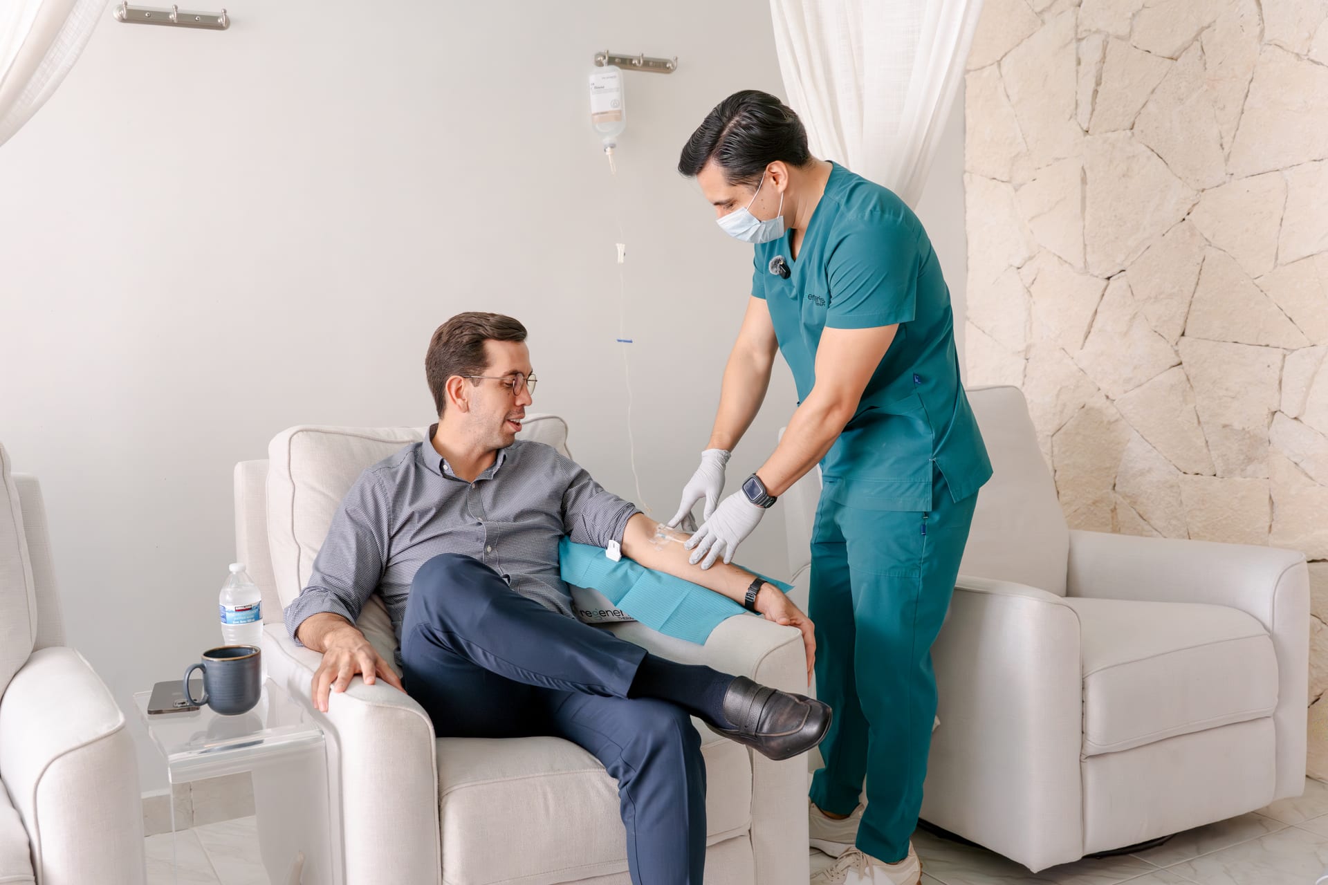 Nurse preparing a drip
